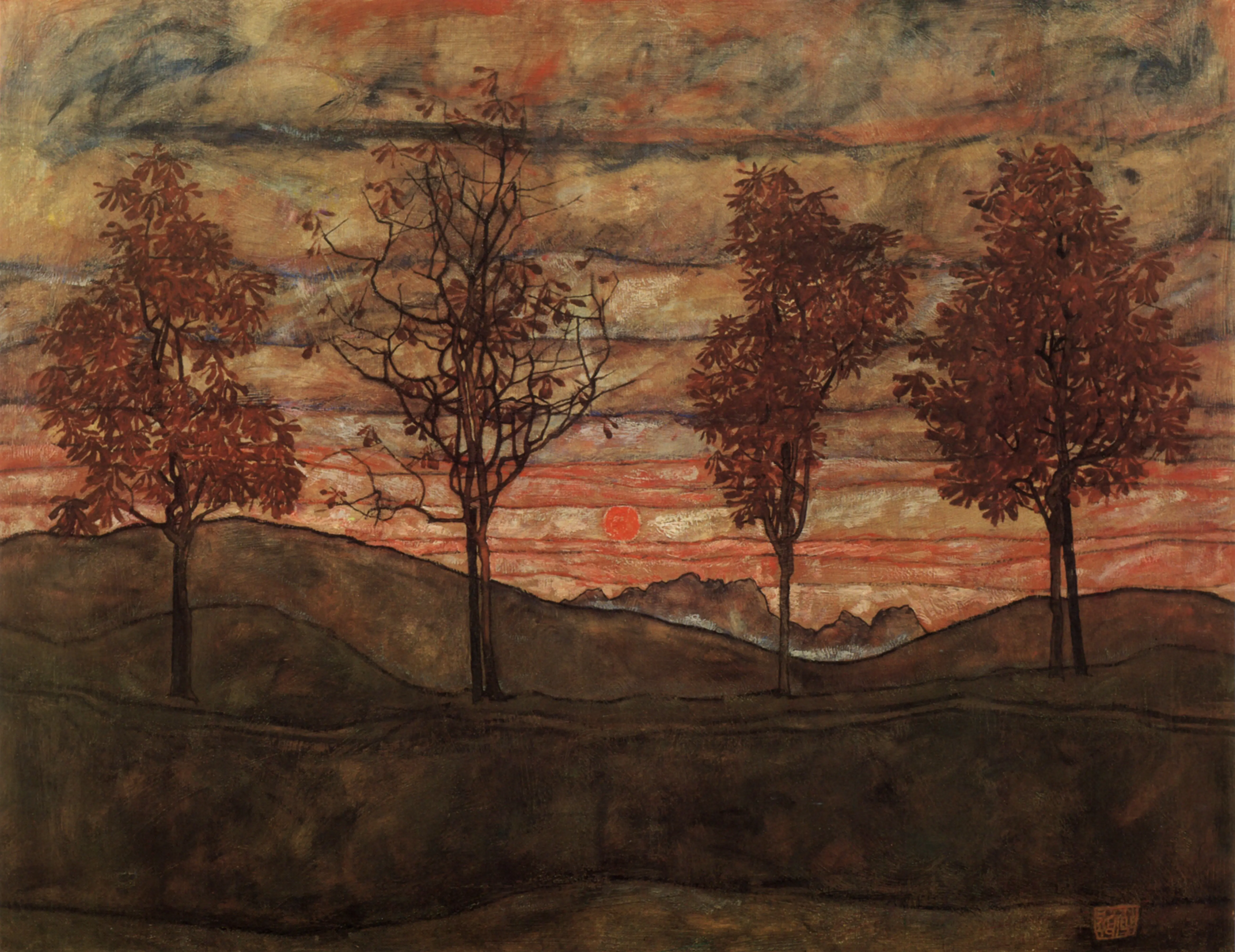 Four Trees, 2025 — Óleo sobre tabla