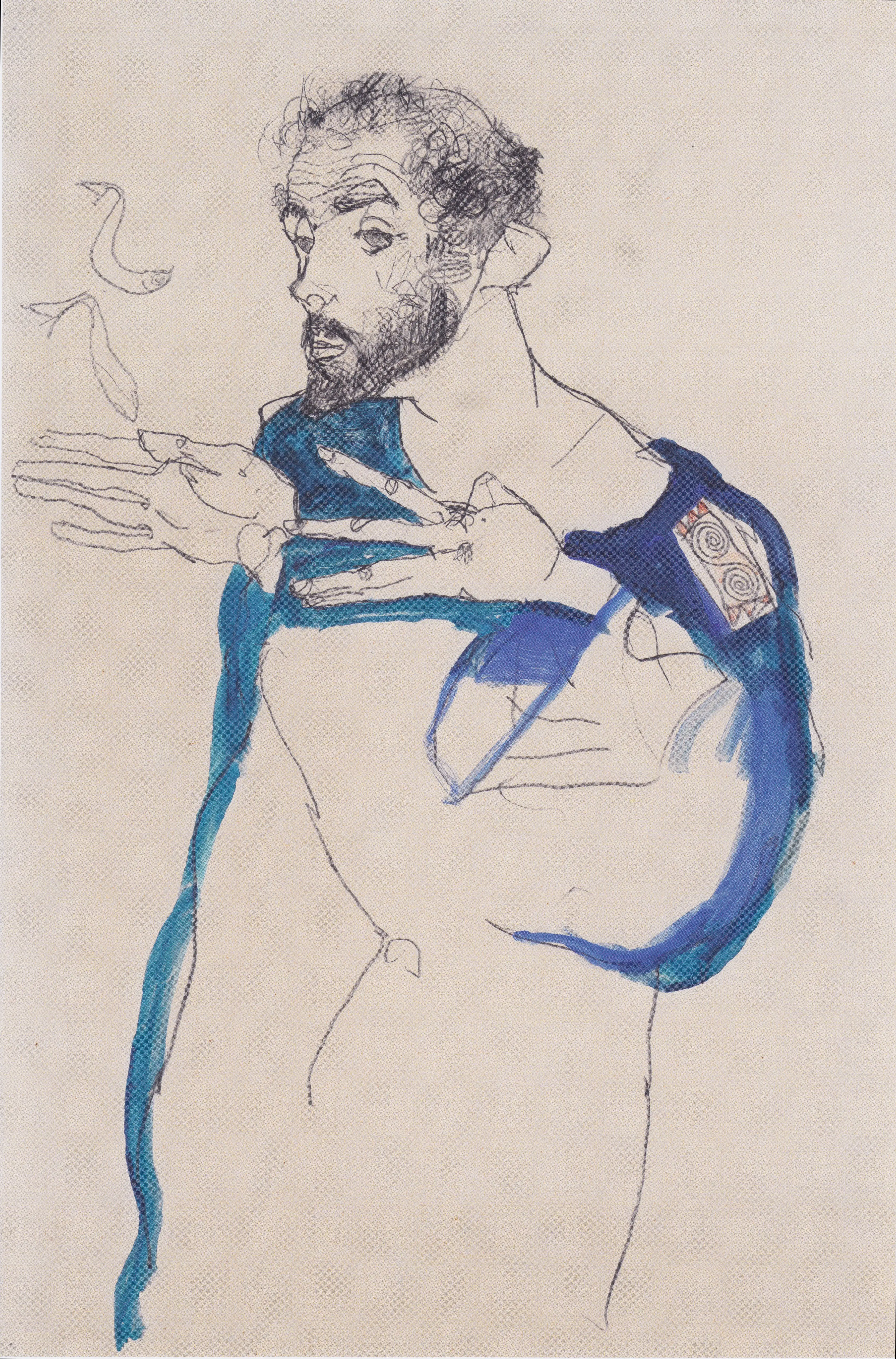 Klimt in a Light Blue Smock, 2021 — Óleo sobre lino
