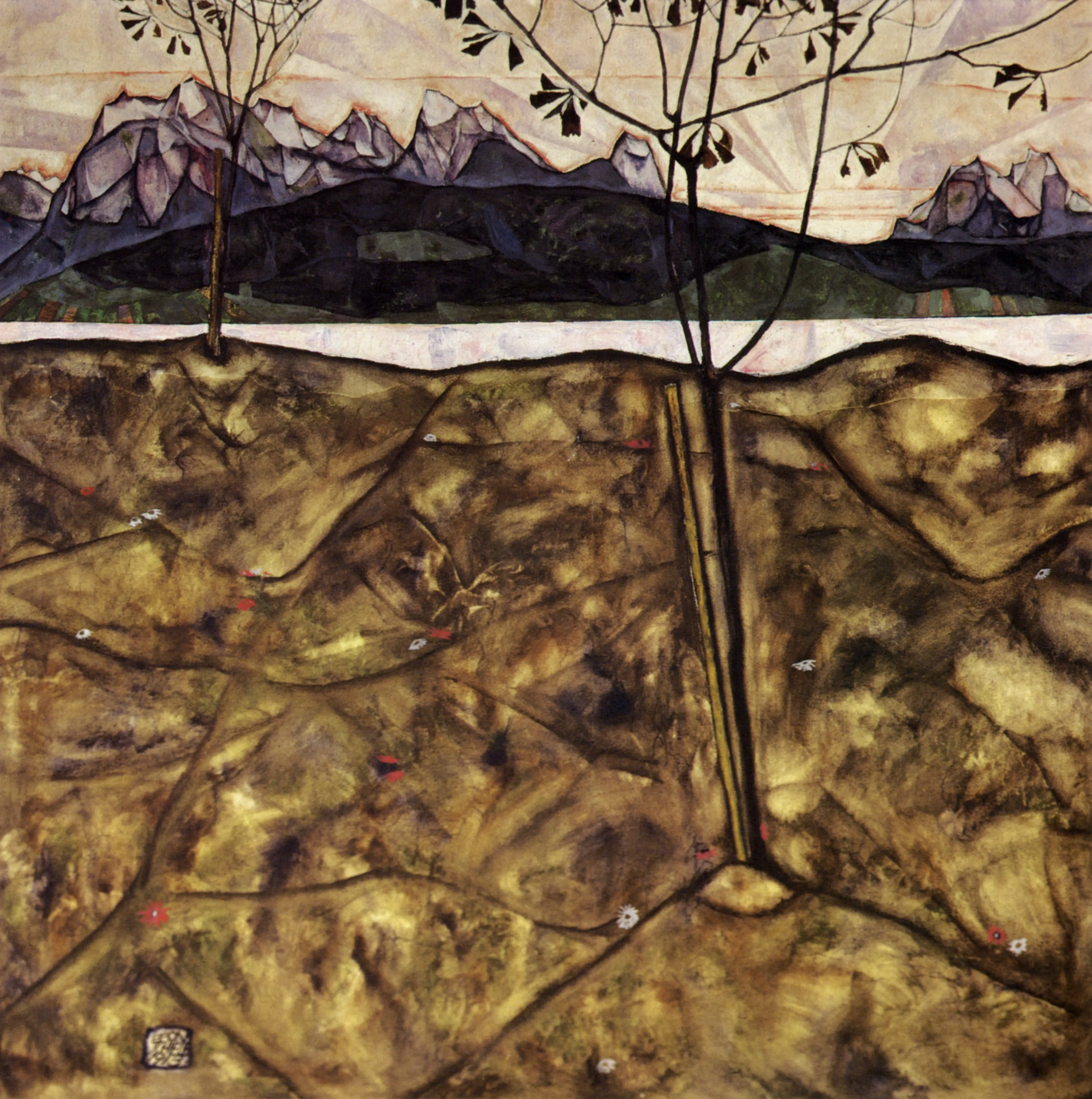 River Landscape With Two Trees, 2021 — Óleo sobre lienzo